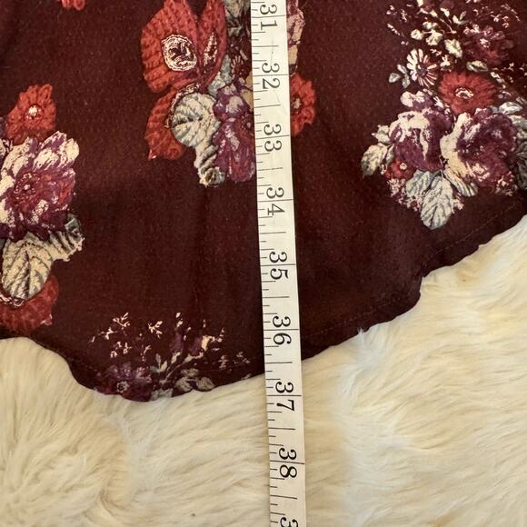 Free People Maroon Paisley Floral Print Dobby Dot Slip Dress Small - Picture 9 of 12